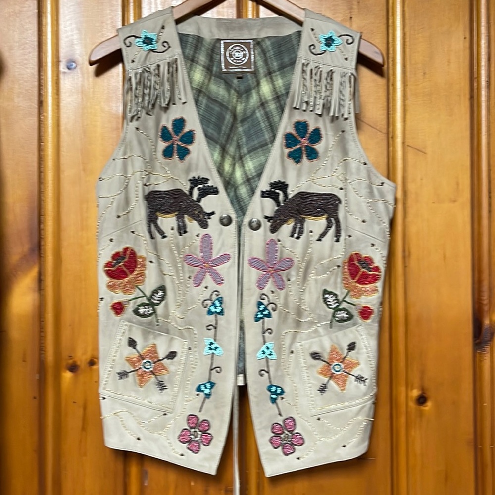 Double D Ranchwear Leather Elk Vest Sz XL